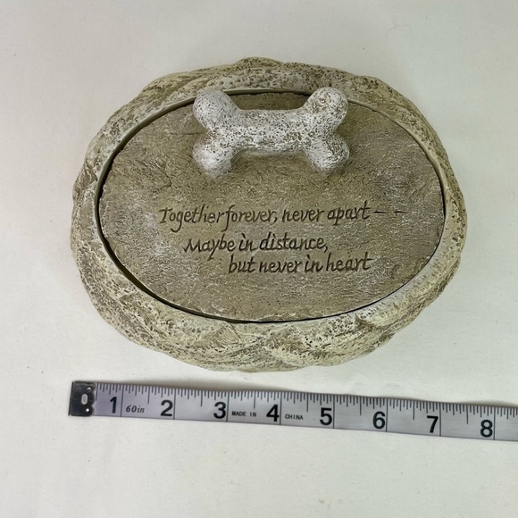 Dog Memory Box Together Forever Ashes Holder Resin Stone Look - Picture 4 of 4